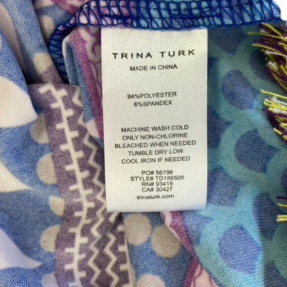 Trina Turk Emilia Dress Colorful Fringe Trim Beach - Picture 10 of 14